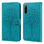 Custodia per telefono in pelle pressata con motivo ad albero e cervo, For Xiaomi Redmi 10A, For Sony Xperia 10 IV
