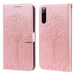 Custodia per telefono in pelle pressata con motivo ad albero e cervo, For Xiaomi Redmi 10A, For Sony Xperia 10 IV