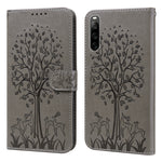 Custodia per telefono in pelle pressata con motivo ad albero e cervo, For Xiaomi Redmi 10A, For Sony Xperia 10 IV