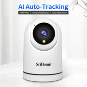 SriHome SH042 2.0MP 1080P HD AI WiFi Pan-tilt Telecamera di sorveglianza, SH042
