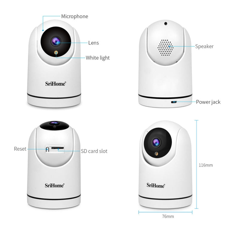 Telecamera WiFi 1080P Pan-Tilt SH042 con audio bidirezionale