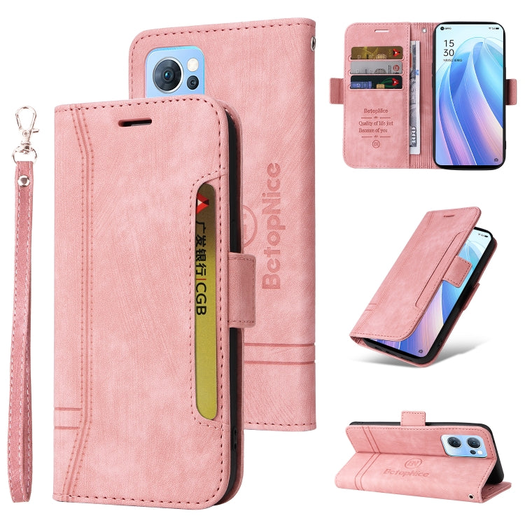 BETOPNICE Custodia per telefono in pelle con fibbia a doppio lato, For OPPO Reno7 / F21 Pro, For Realme 9i / A96 4G / A76 4G / A36 4G, For vivo S12, For OPPO Reno 7 5G Global / Find X5 Lite
