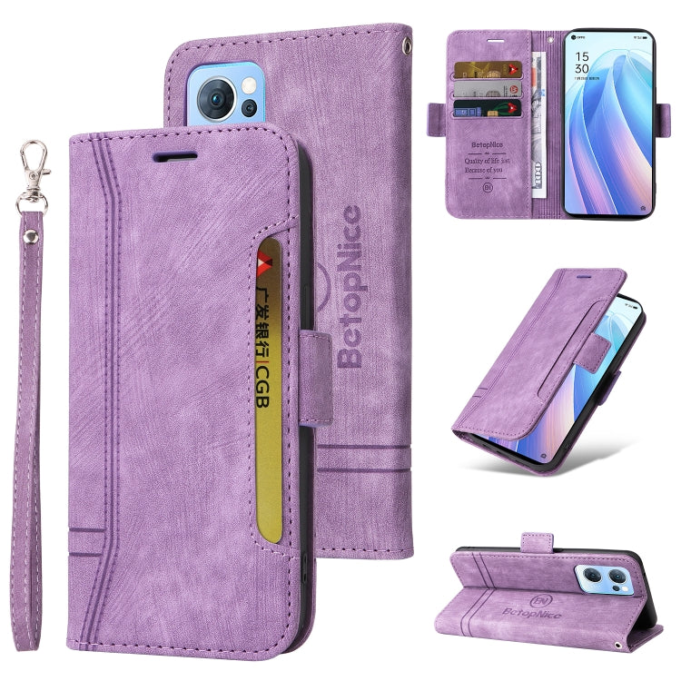 BETOPNICE Custodia per telefono in pelle con fibbia a doppio lato, For OPPO Reno7 / F21 Pro, For Realme 9i / A96 4G / A76 4G / A36 4G, For vivo S12, For OPPO Reno 7 5G Global / Find X5 Lite
