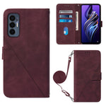 Custodia per cellulare in pelle con flip in rilievo 3D a tracolla, For OnePlus 10T 5G Global, For Tecno Pova 3 LE7, For Tecno Spark 9 Pro / Spark 9T, For ZTE Blade A52