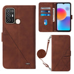 Custodia per cellulare in pelle con flip in rilievo 3D a tracolla, For OnePlus 10T 5G Global, For Tecno Pova 3 LE7, For Tecno Spark 9 Pro / Spark 9T, For ZTE Blade A52