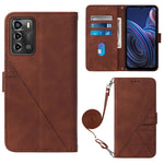Custodia per cellulare in pelle con flip in rilievo 3D a tracolla, For ZTE Blade A72