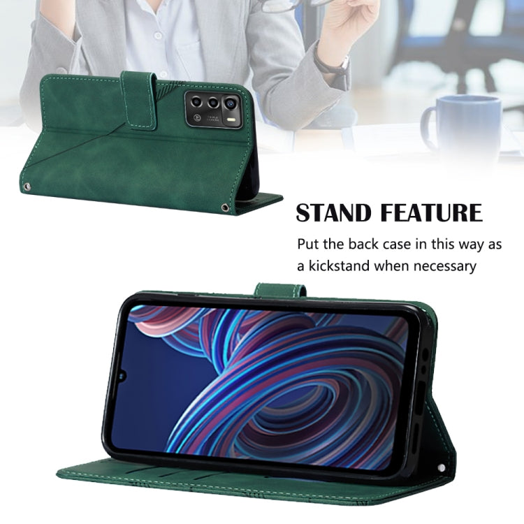 Custodia per cellulare in pelle con flip in rilievo 3D a tracolla, For ZTE Blade A72
