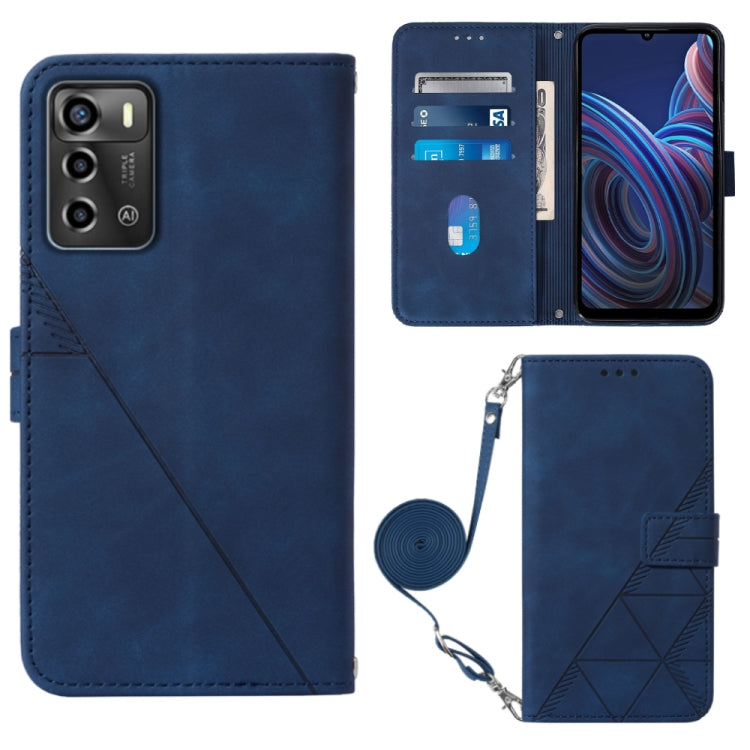 Custodia per cellulare in pelle con flip in rilievo 3D a tracolla, For ZTE Blade A72
