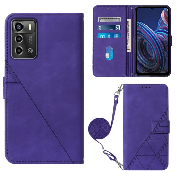 Custodia per cellulare in pelle con flip in rilievo 3D a tracolla, For ZTE Blade A72