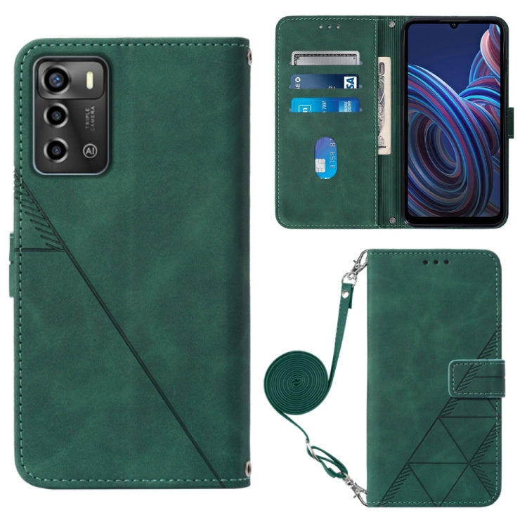 Custodia per cellulare in pelle con flip in rilievo 3D a tracolla, For ZTE Blade A72