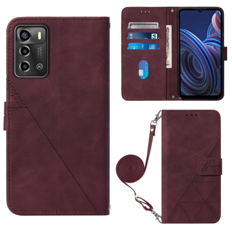Custodia per cellulare in pelle con flip in rilievo 3D a tracolla, For ZTE Blade A72