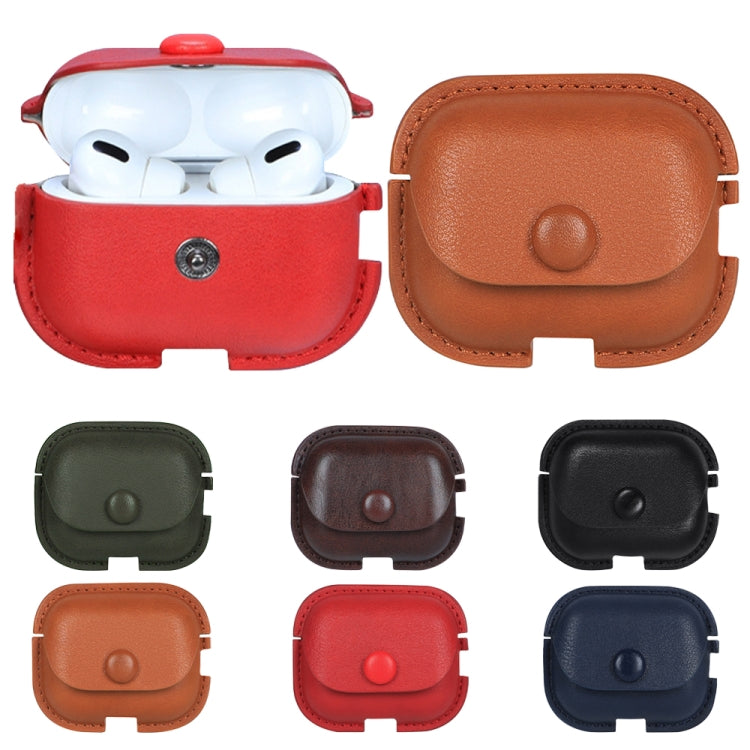 Custodia protettiva per auricolari in pelle PU Litchi Texture con gancio, For AirPods Pro 2 with Hook