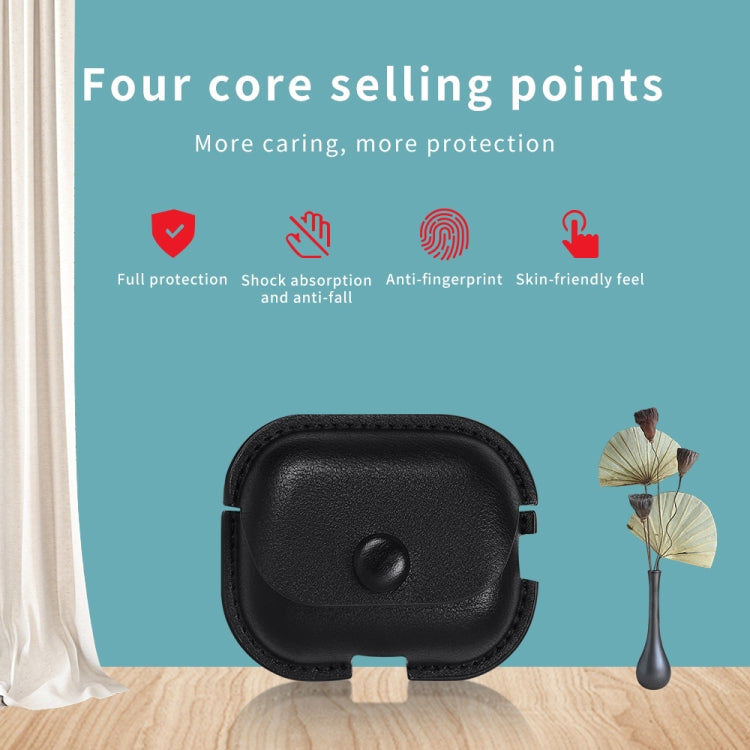 Custodia protettiva per auricolari in pelle PU Litchi Texture con gancio, For AirPods Pro 2 with Hook