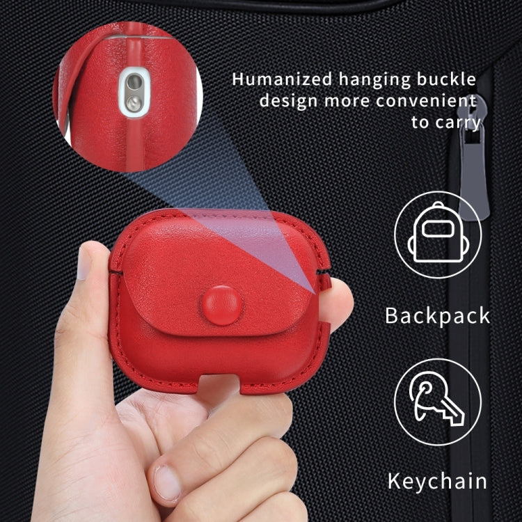 Custodia protettiva per auricolari in pelle PU Litchi Texture con gancio, For AirPods Pro 2 with Hook