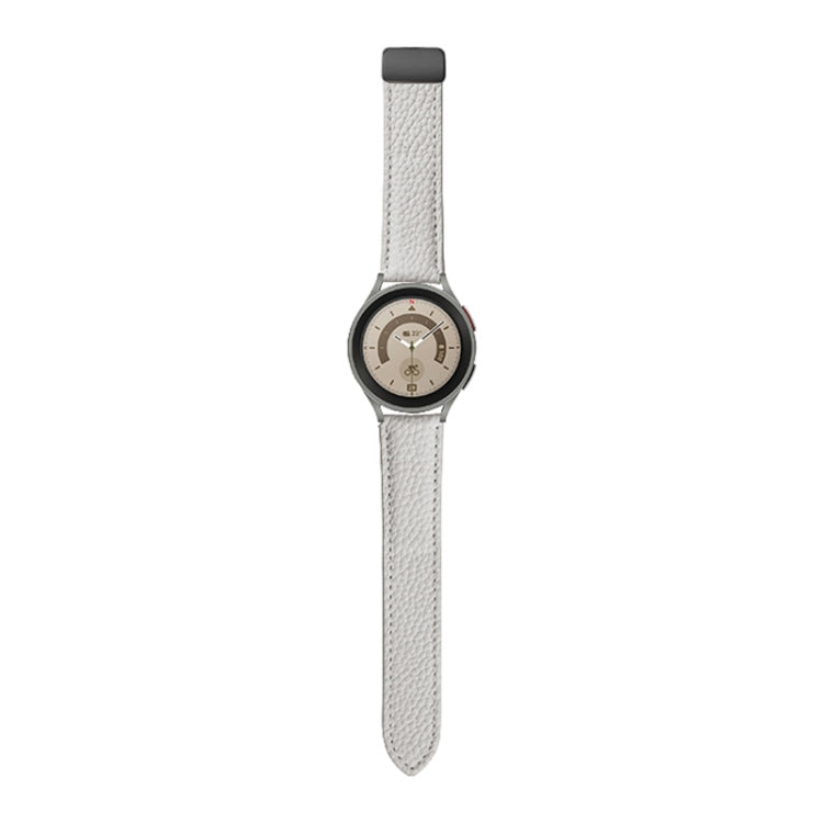 Per Samsung Galaxy Watch5 40mm / 44mm Litchi cinturino in vera pelle, Black Buckle, Silver Buckle