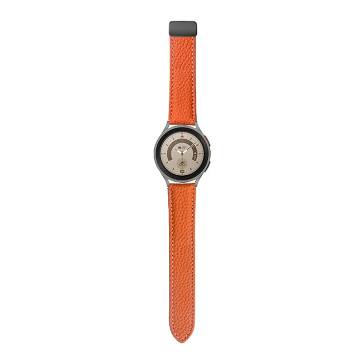 Per Samsung Galaxy Watch5 40mm / 44mm Litchi cinturino in vera pelle, Black Buckle, Silver Buckle