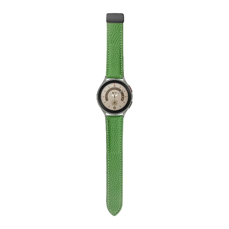Per Samsung Galaxy Watch5 40mm / 44mm Litchi cinturino in vera pelle, Black Buckle, Silver Buckle