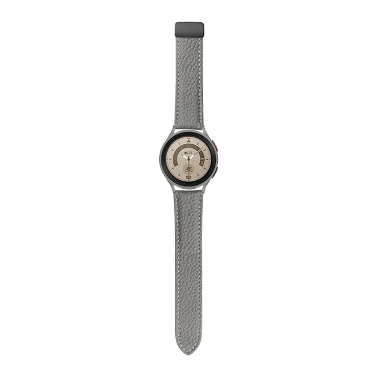 Per Samsung Galaxy Watch5 40mm / 44mm Litchi cinturino in vera pelle, Black Buckle, Silver Buckle