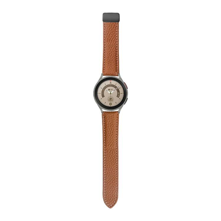 Per Samsung Galaxy Watch5 40mm / 44mm Litchi cinturino in vera pelle, Black Buckle, Silver Buckle