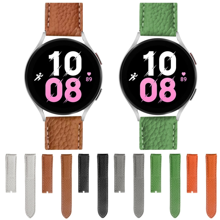 Per Samsung Galaxy Watch5 40mm / 44mm Litchi cinturino in vera pelle, Black Buckle, Silver Buckle