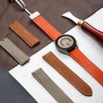 Per Samsung Galaxy Watch5 40mm / 44mm Litchi cinturino in vera pelle, Black Buckle, Silver Buckle