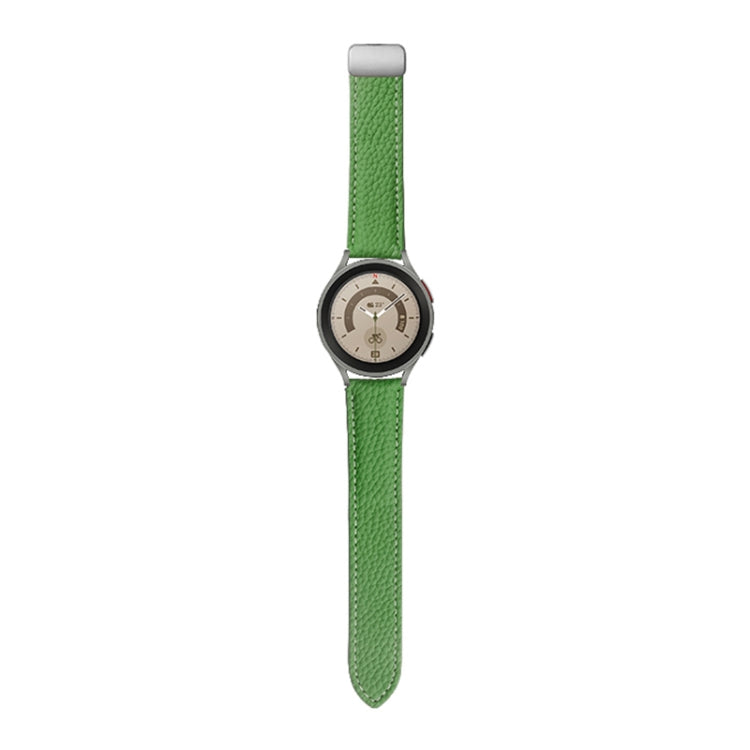 Per Samsung Galaxy Watch5 40mm / 44mm Litchi cinturino in vera pelle, Black Buckle, Silver Buckle