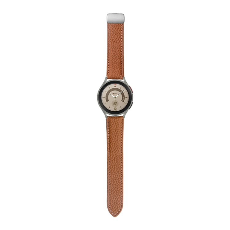 Per Samsung Galaxy Watch5 40mm / 44mm Litchi cinturino in vera pelle, Black Buckle, Silver Buckle