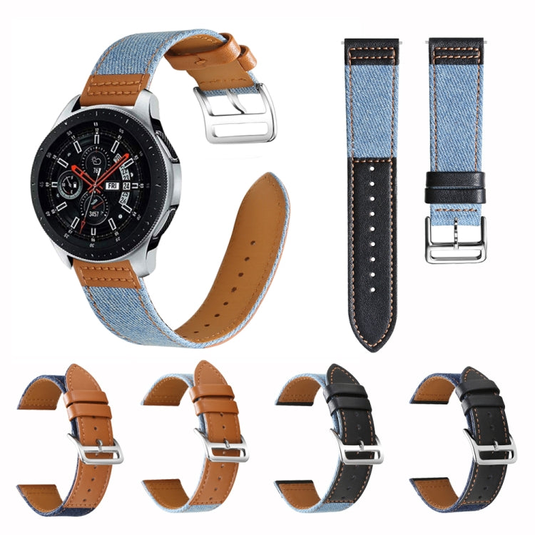 Cinturino per orologio in pelle denim da 22 mm