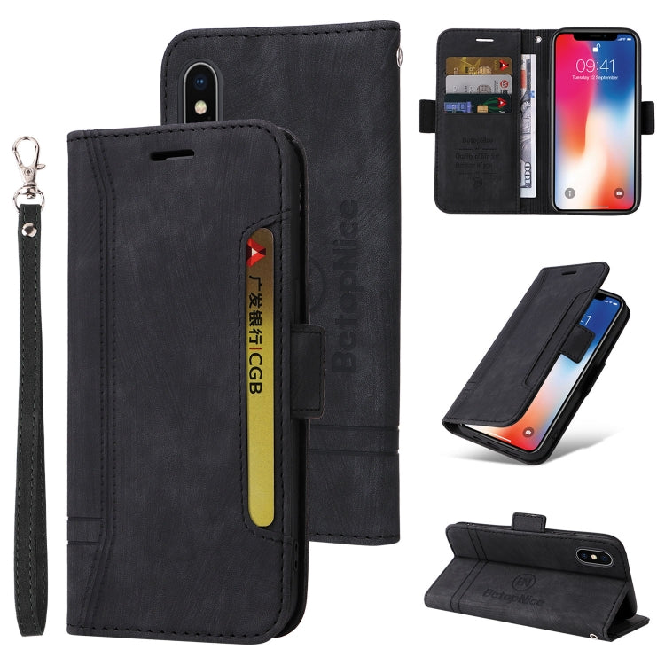 BETOPNICE Custodia per telefono in pelle con fibbia a doppio lato, For iPhone 11 Pro, For iPhone 11 Pro Max, For iPhone X / XS, For iPhone XR