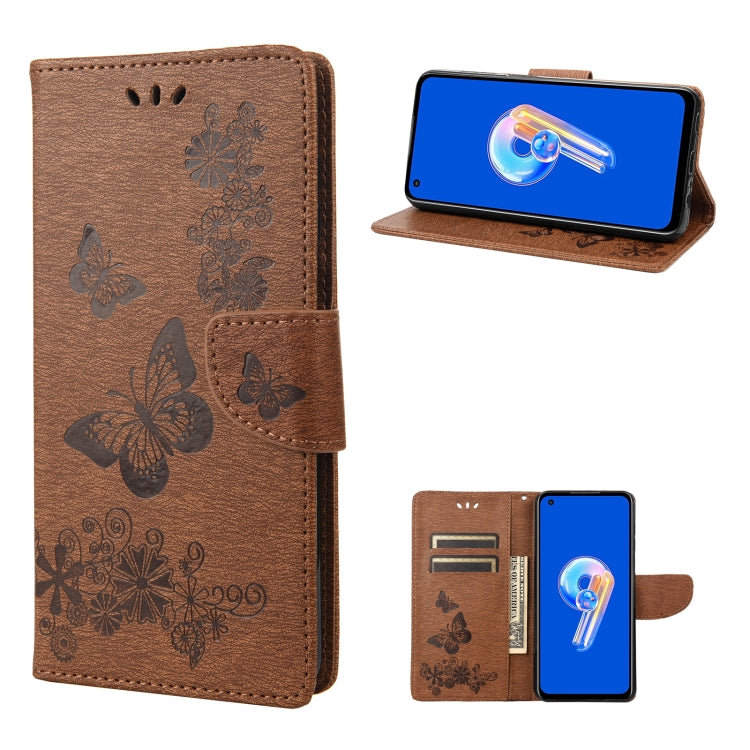 Custodia per cellulare in pelle flip orizzontale goffrata farfalla, For Asus Zenfone 9