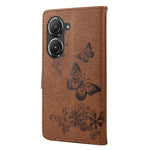 Custodia per cellulare in pelle flip orizzontale goffrata farfalla, For Asus Zenfone 9