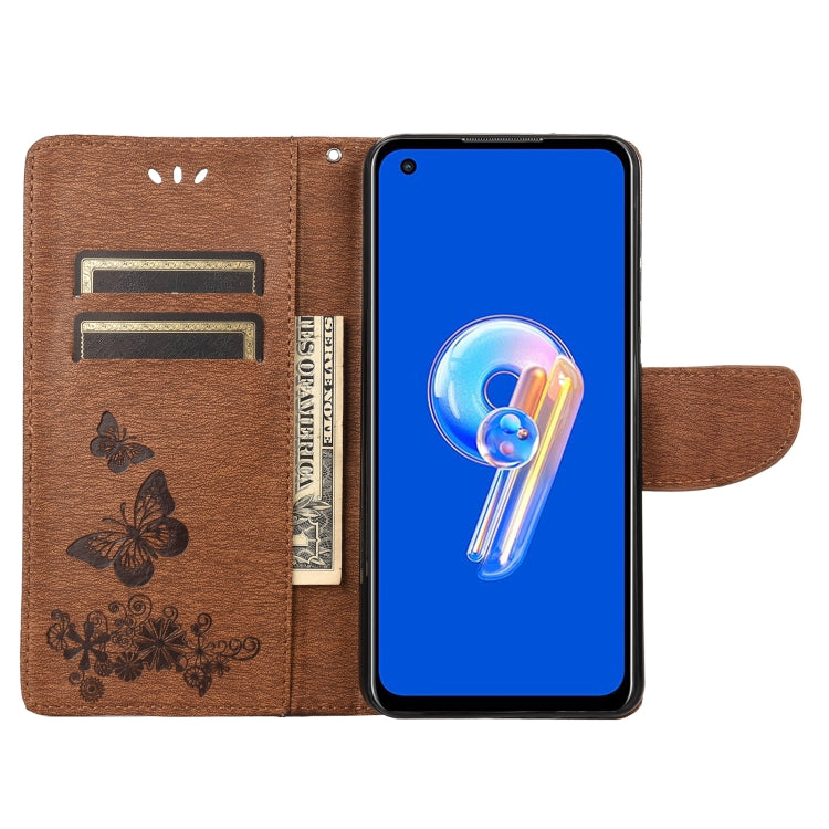 Custodia per cellulare in pelle flip orizzontale goffrata farfalla, For Asus Zenfone 9