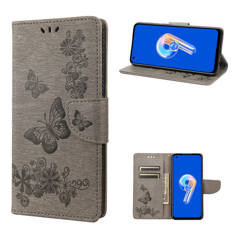 Custodia per cellulare in pelle flip orizzontale goffrata farfalla, For Asus Zenfone 9