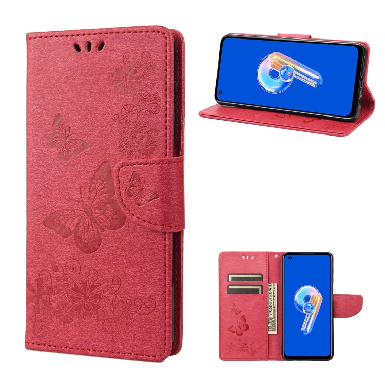 Custodia per cellulare in pelle flip orizzontale goffrata farfalla, For Asus Zenfone 9