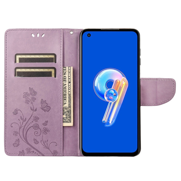 Custodia per cellulare in pelle con motivo floreale a farfalla, For Asus Zenfone 9