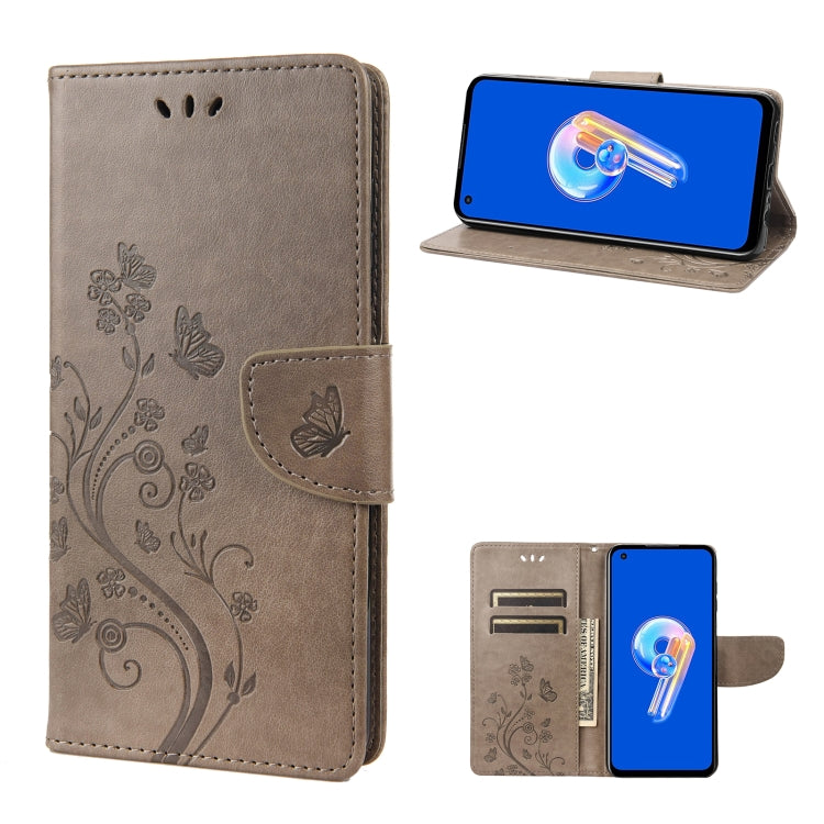 Custodia per cellulare in pelle con motivo floreale a farfalla, For Asus Zenfone 9