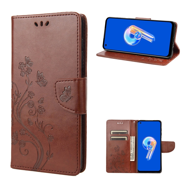 Custodia per cellulare in pelle con motivo floreale a farfalla, For Asus Zenfone 9