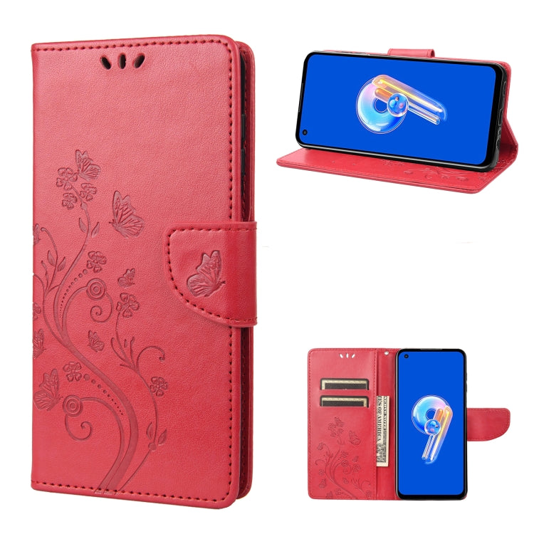 Custodia per cellulare in pelle con motivo floreale a farfalla, For Asus Zenfone 9