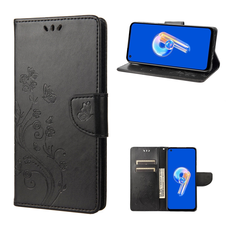 Custodia per cellulare in pelle con motivo floreale a farfalla, For Asus Zenfone 9