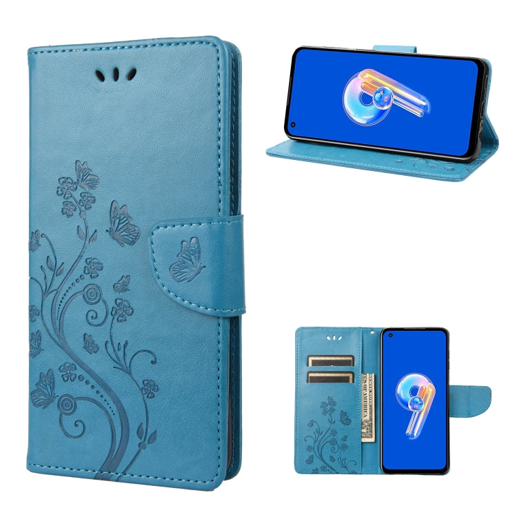 Custodia per cellulare in pelle con motivo floreale a farfalla, For Asus Zenfone 9
