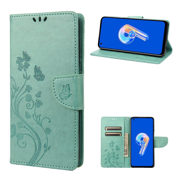 Custodia per cellulare in pelle con motivo floreale a farfalla, For Asus Zenfone 9