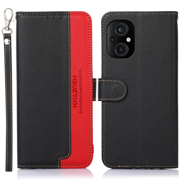 KHAZNEH Custodia per telefono RFID in pelle con texture Litchi, For Xiaomi Poco M4 5G, For Xiaomi Poco M5 5G / 4G
