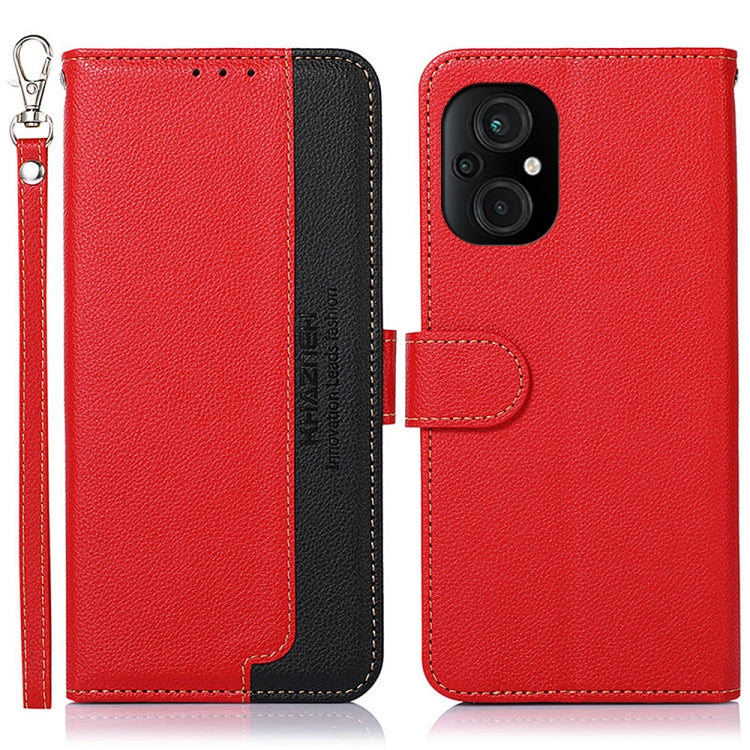 KHAZNEH Custodia per telefono RFID in pelle con texture Litchi, For Xiaomi Poco M4 5G, For Xiaomi Poco M5 5G / 4G
