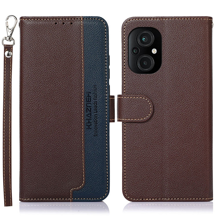 KHAZNEH Custodia per telefono RFID in pelle con texture Litchi, For Xiaomi Poco M4 5G, For Xiaomi Poco M5 5G / 4G