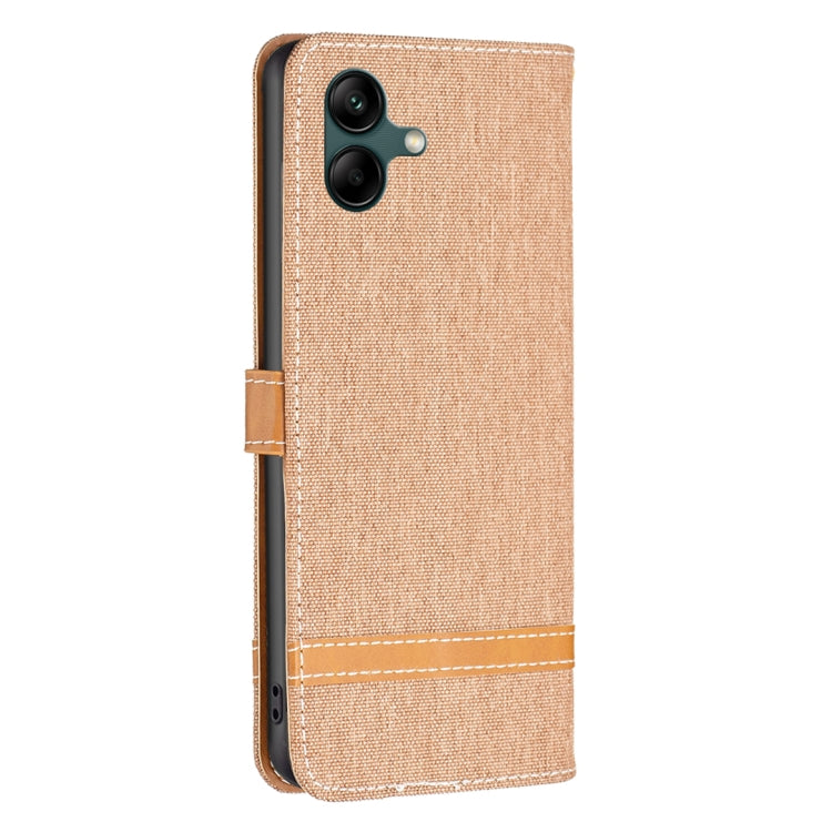 Custodia per telefono in pelle con texture denim a blocchi di colore, For Samsung Galaxy A04 4G