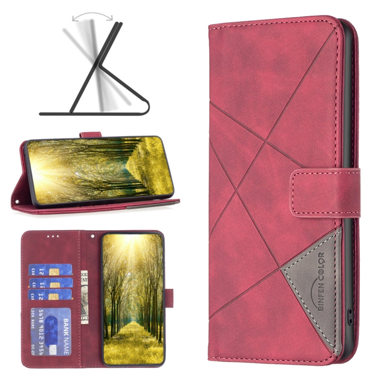 Custodia per telefono in pelle con struttura a rombo con fibbia magnetica, For vivo Y35 / Y22, For Xiaomi Redmi A1, For Samsung Galaxy A04 4G, For Samsung Galaxy A23e 5G