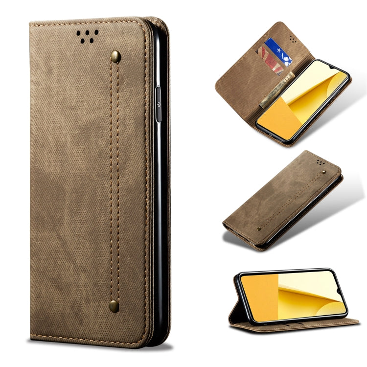 Custodia per telefono in pelle con texture denim, For vivo Y16 4G Global/Y02s 4G Global, For vivo Y35 4G Global/Y22/Y22s, For vivo Y77 5G Malaysian/Y77e Global