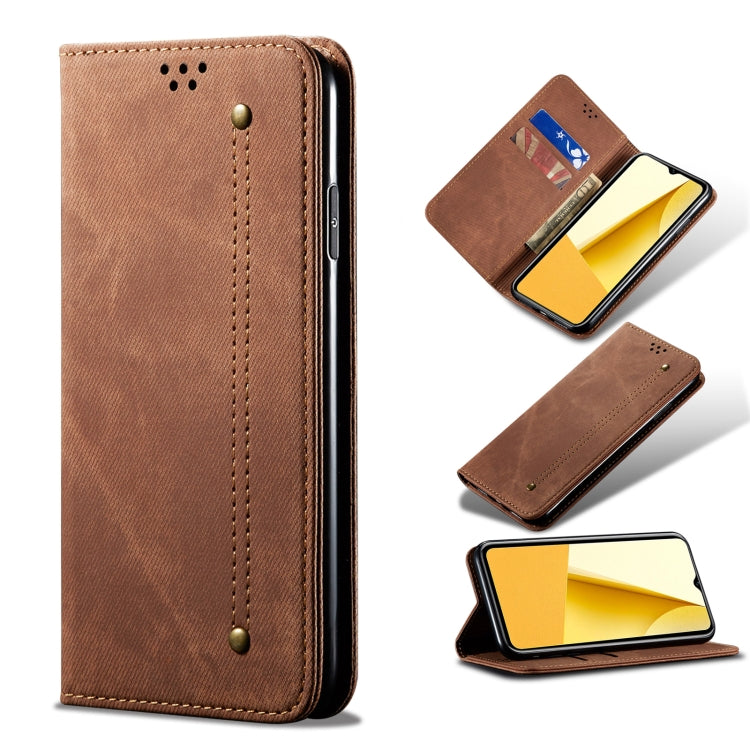 Custodia per telefono in pelle con texture denim, For vivo Y16 4G Global/Y02s 4G Global, For vivo Y35 4G Global/Y22/Y22s, For vivo Y77 5G Malaysian/Y77e Global