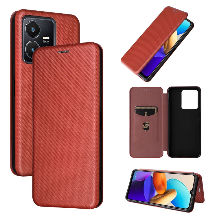 Custodia per telefono in pelle con trama in fibra di carbonio, For Oukitel C31, For vivo Y22s / Y35, For Cubot X50, For Samsung Galaxy A04 4G, For Sony Xperia 5 IV