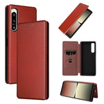 Custodia per telefono in pelle con trama in fibra di carbonio, For Oukitel C31, For vivo Y22s / Y35, For Cubot X50, For Samsung Galaxy A04 4G, For Sony Xperia 5 IV